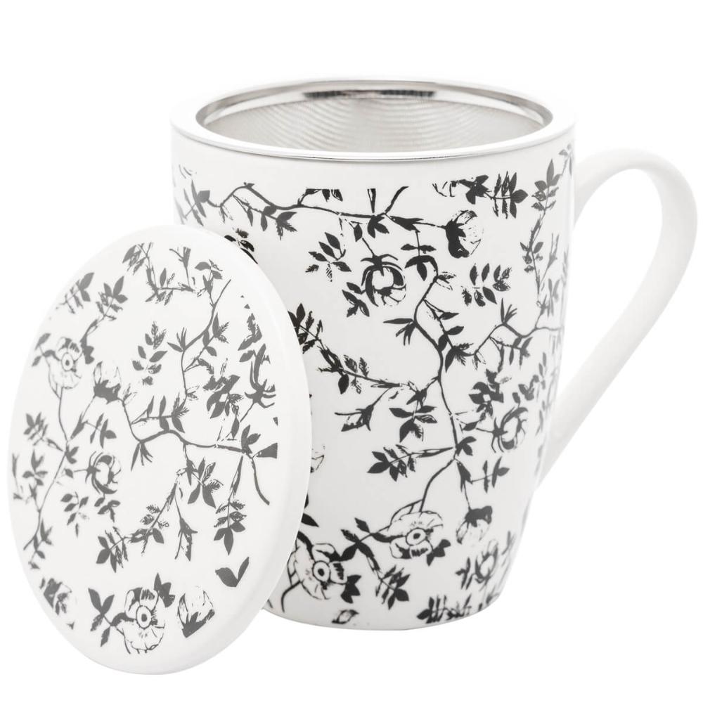 Jogo de Xícaras de Porcelana 12 Canecas com Infusor de Chá e