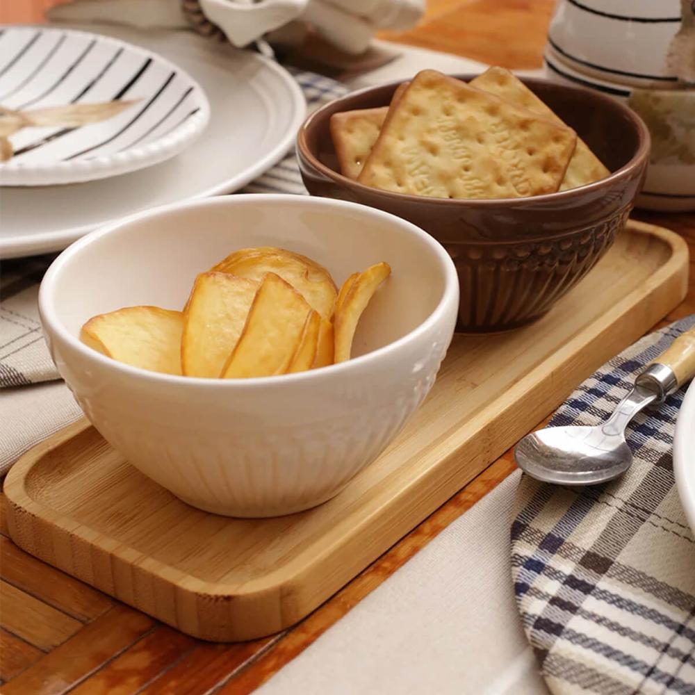 Kit 10 Bandejas de Bambu Retangulares para Cozinha 20x10cm Petisqueiras Multiuso Hire Lyor