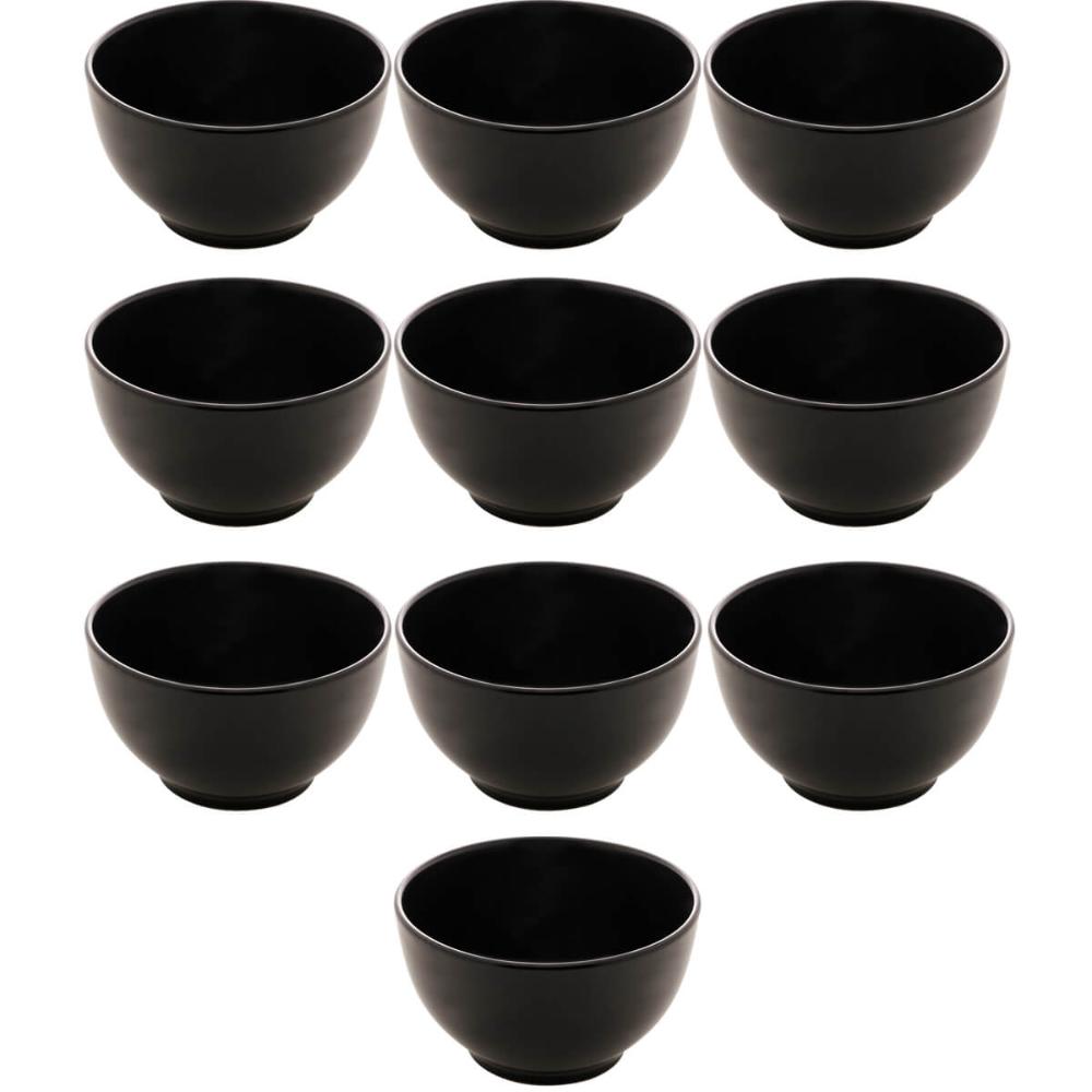 Kit 10 Bowls Cerâmica 680ml Preto Lyor Restaurante Cumbuca T