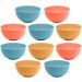 Kit 10 Bowls Coloridos Lyor 500ml Bambu Plástico Servir Refeições Saladas Frutas