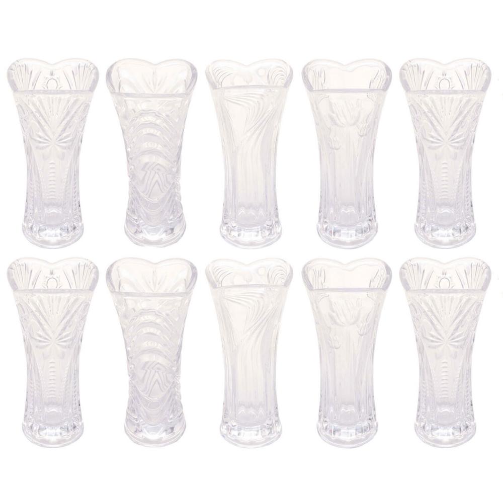 Kit 10 Jarros de Flor Vasos de Vidro Pequenos 7,5x17cm Sorti