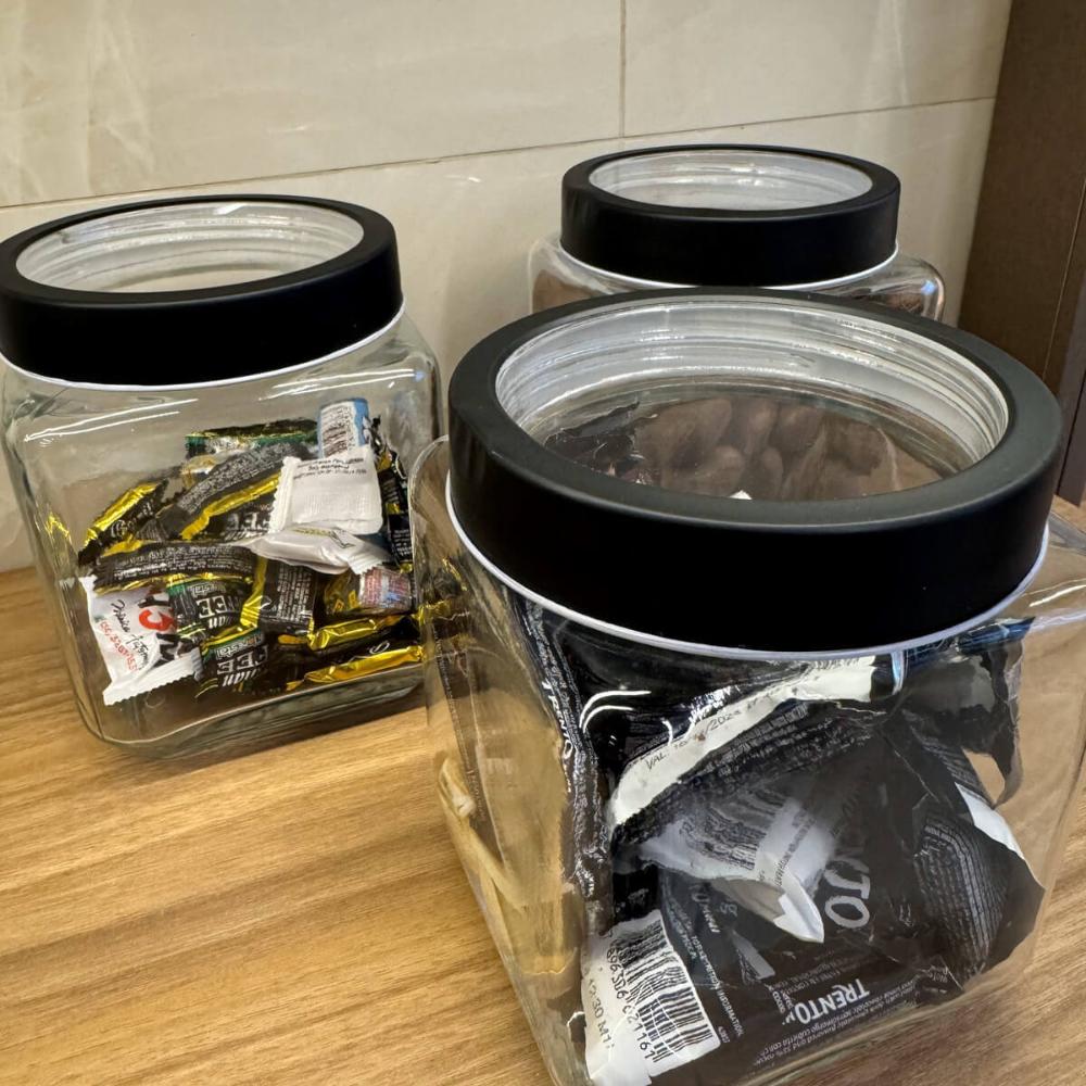Kit 10 Potes de Vidro 1,2L Gastro Lyor Tampa Metal Preta Qua