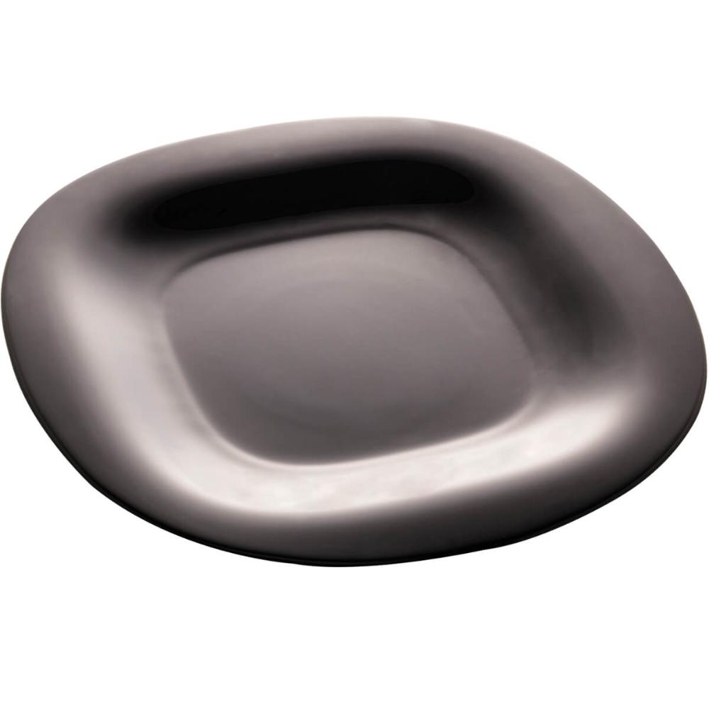 Kit 12 Pratos Rasos de Sobremesa 19cm Vidro Opalino Lyor Carine Black Comidas