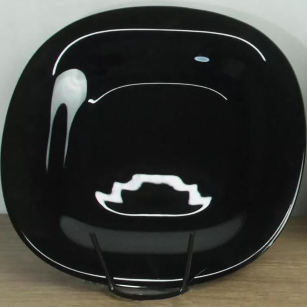 Kit 12 Pratos Rasos de Sobremesa 19cm Vidro Opalino Lyor Carine Black Comidas