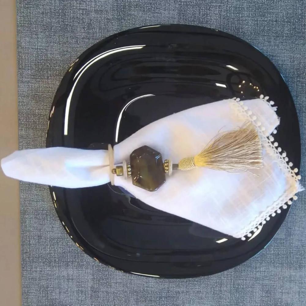 Kit 12 Pratos Rasos de Sobremesa 19cm Vidro Opalino Lyor Carine Black Comidas