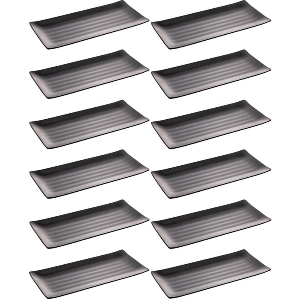 Kit 12 Travessas para Servir Sushi Sashimi Melamina 35x16cm