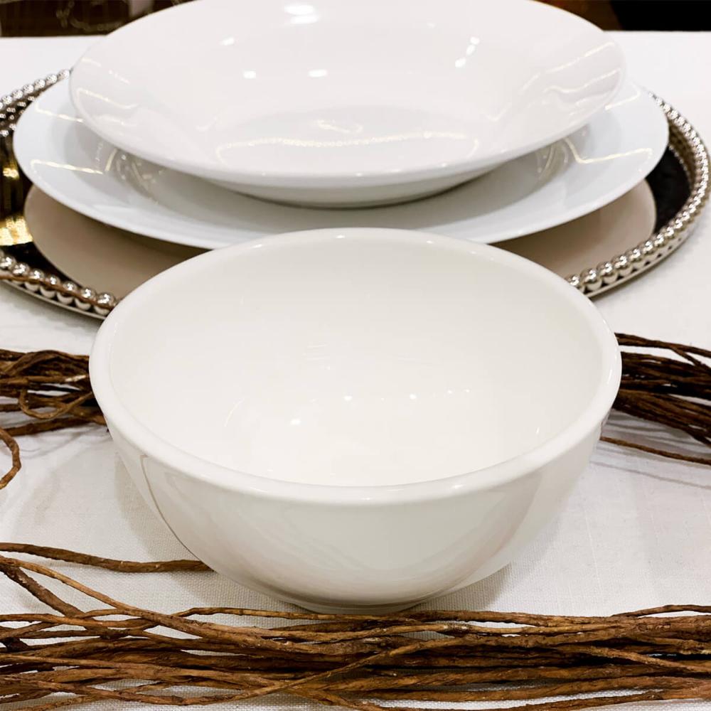 Kit 15 Cumbucas de Porcelana Lyor 330ml Restaurante Bar Bowls Brancos Clean