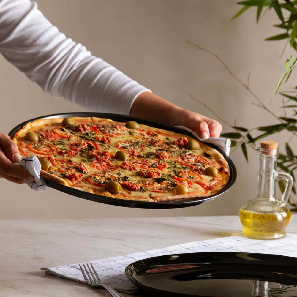 Kit 2 Formas de Pizza Redonda 36cm Assadeira Antiaderente Pr