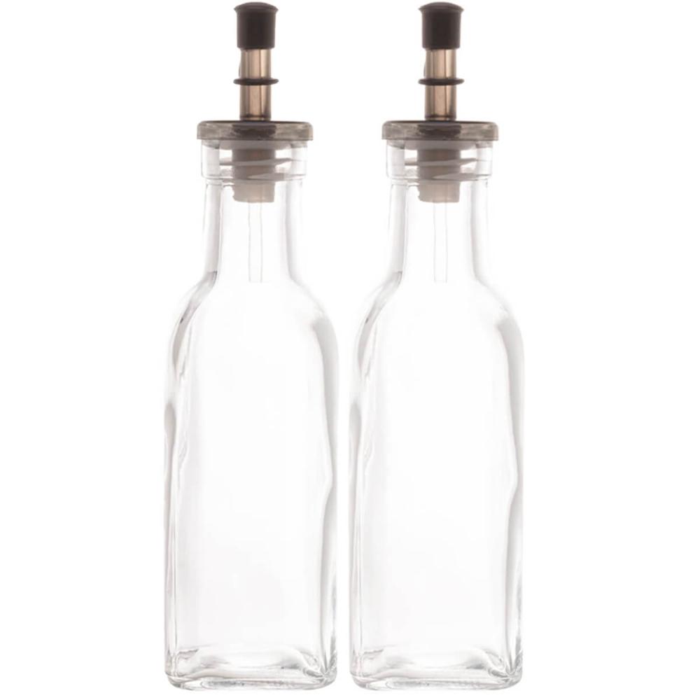 Kit 2 Garrafas para Azeite ou Vinagre de Vidro 200ml com Dos