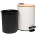 Kit 2 Lixeiras 5L Metal Redonda com Pedal Branca Tampa Bambu Balde Interno Banheiro Genebra