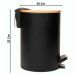 Kit 2 Lixeiras 5L Metal Redonda com Pedal Preta Tampa Bambu Balde Interno Banheiro