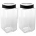 Kit 2 Potes de Vidro 1,7L Gastro Lyor Tampa Metal Preta Porta Mantimentos Alimentos Retangular