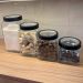 Kit 2 Potes de Vidro 1,7L Gastro Lyor Tampa Metal Preta Porta Mantimentos Alimentos Retangular