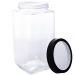 Kit 2 Potes de Vidro 1,7L Gastro Lyor Tampa Metal Preta Porta Mantimentos Alimentos Retangular