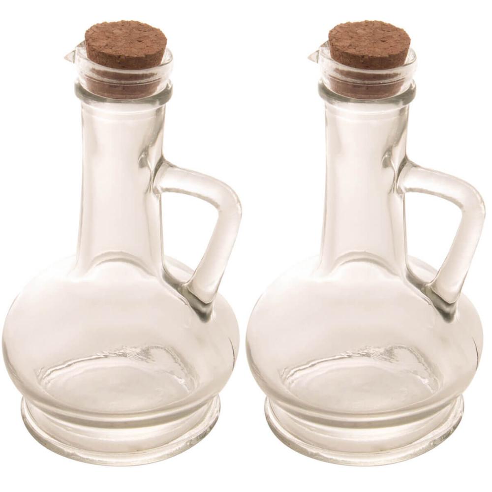 Kit 2 Potes de Vidro Tampa Rolha 230ml para Azeite e Vinagre Lyor Porta Condimentos
