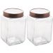 Kit 2 Potes de Vidro com Tampa Metal Rose Gold 1,7L Porta Ma