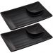 Kit 2 Pratos para Sushi com Molheira Melamina Pretos 19x12,5cm Lyor Tóquio Retangulares