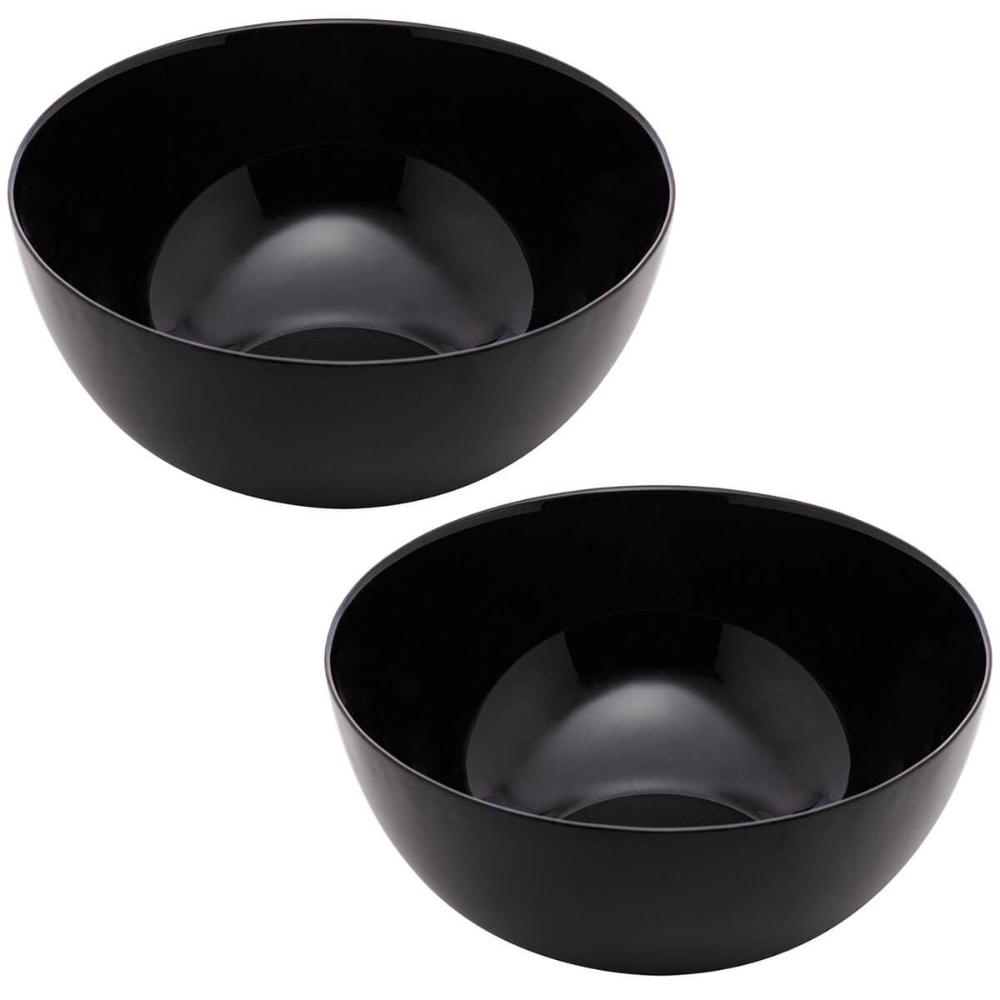 Kit 2 Saladeiras Bowl De Vidro 21cm 1,8l Tigela Cumbuca Lyor Diwali Black Opalino