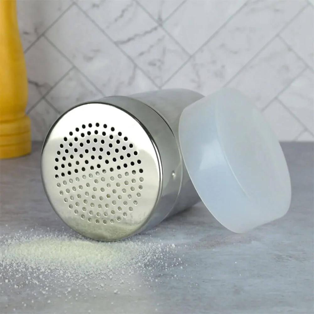 Kit 2 Saleiros Pimenteiros de Mesa Lyor Inox com Dosador e Tampa Restaurante