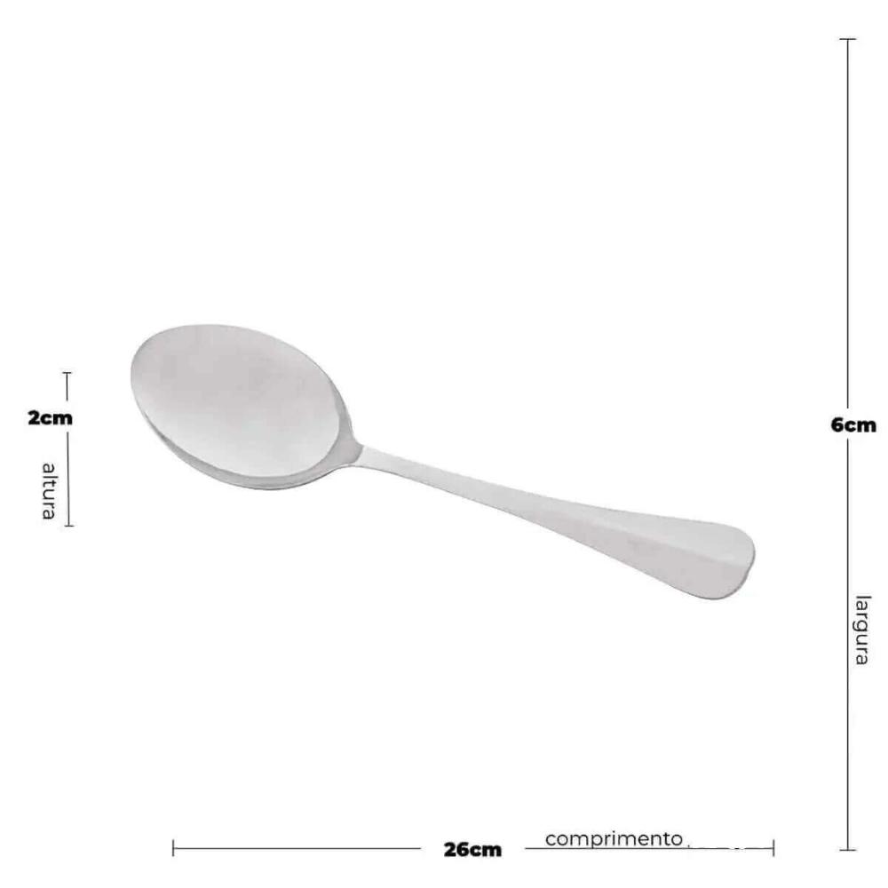 Kit 24 Colheres Inox Servir Restaurante Positano 26cm Lyor Colher Arroz Sobremesas Assados