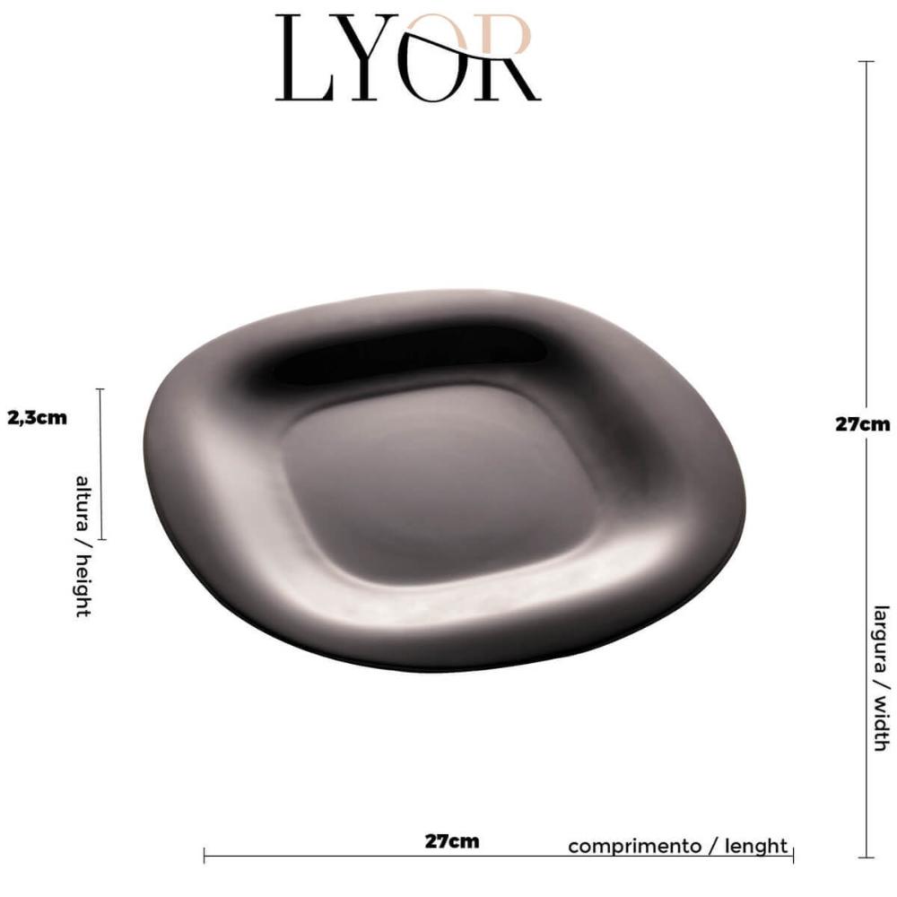 Kit 24 Pratos Rasos Vidro Opalino 27cm Lyor Quadrado Carine Black Mesa Posta