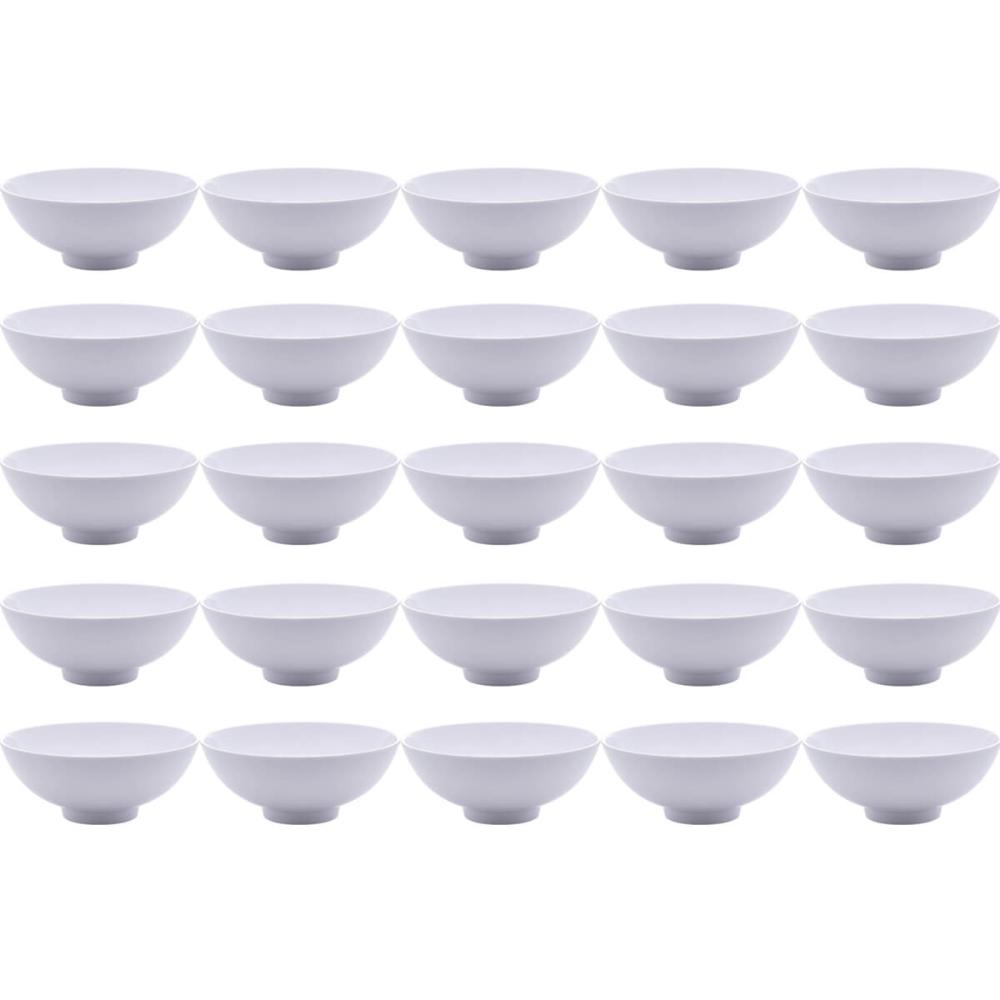 Kit 25 Tigelas de Melamina Brancas 400ml Cumbucas para Resta