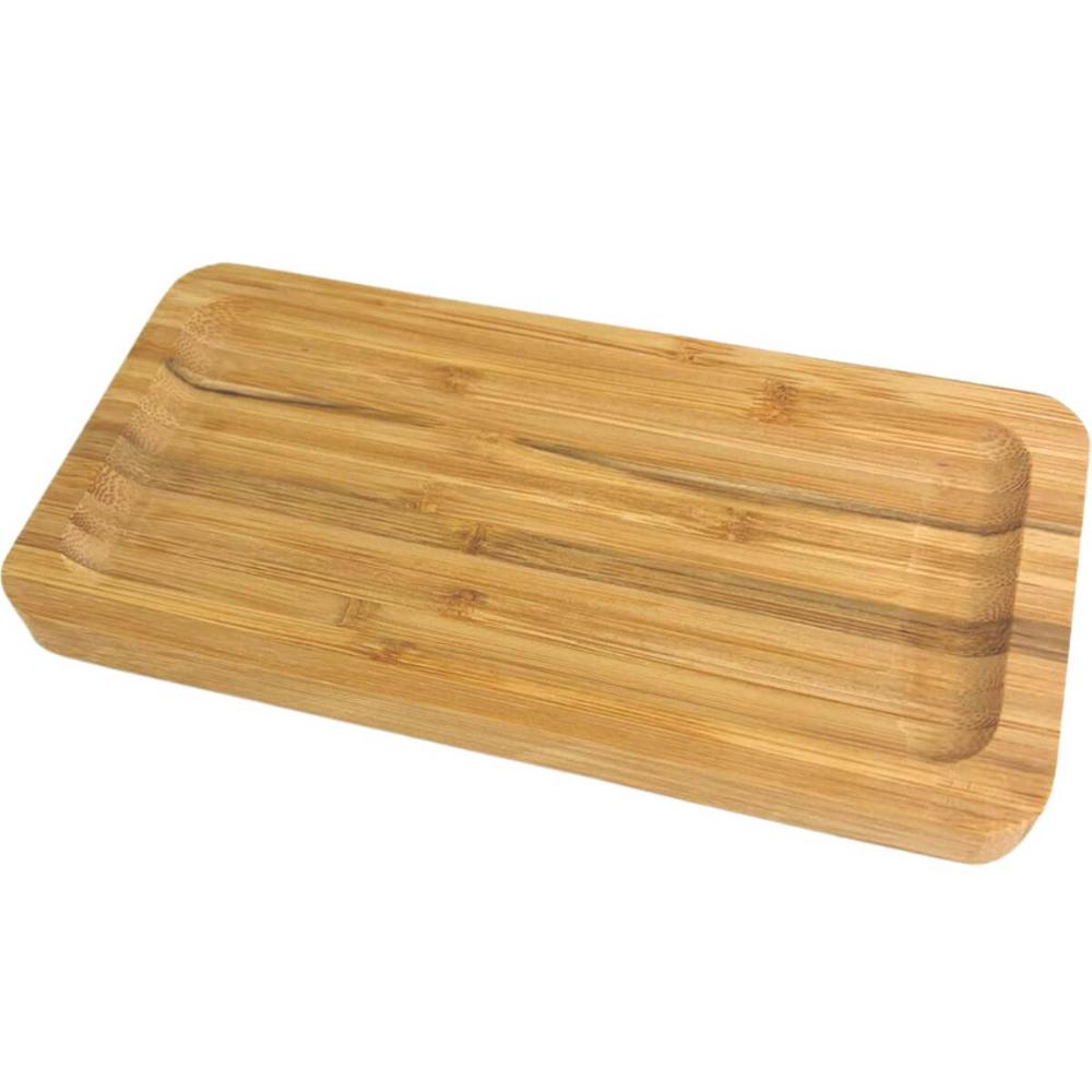 Kit 3 Bandejas de Bambu Retangular para Cozinha 20x10cm Petisqueiras Multiuso Hire Lyor