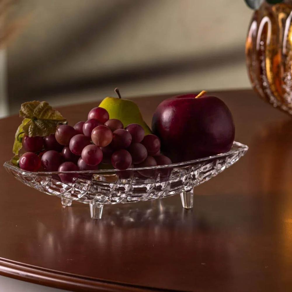 Kit 4 Centro de Mesa Cristal Deli Lyor 26x14x5,5cm Fruteira