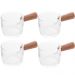 Kit 4 Molheiras de Vidro com Cabo de Bambu 50ml Cremeiras para Molhos Caldas Mel Lyor