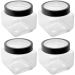 Kit 4 Potes 800ml Gastro Lyor Vidro Tampa Metal Preta Porta Mantimentos Quadrado