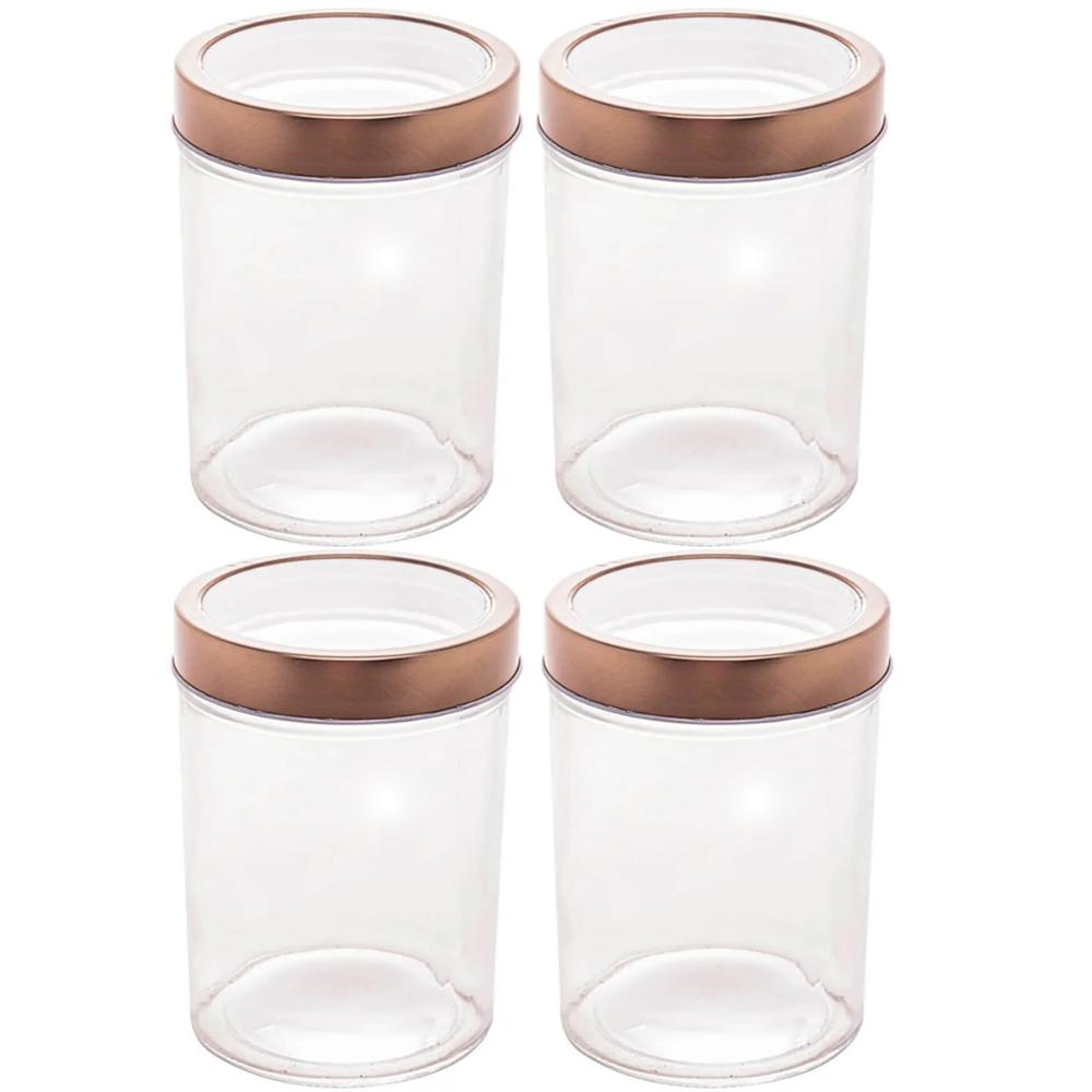 Kit 4 Potes de Vidro Lyor 500ml com Tampa de Acrílico Rosé G