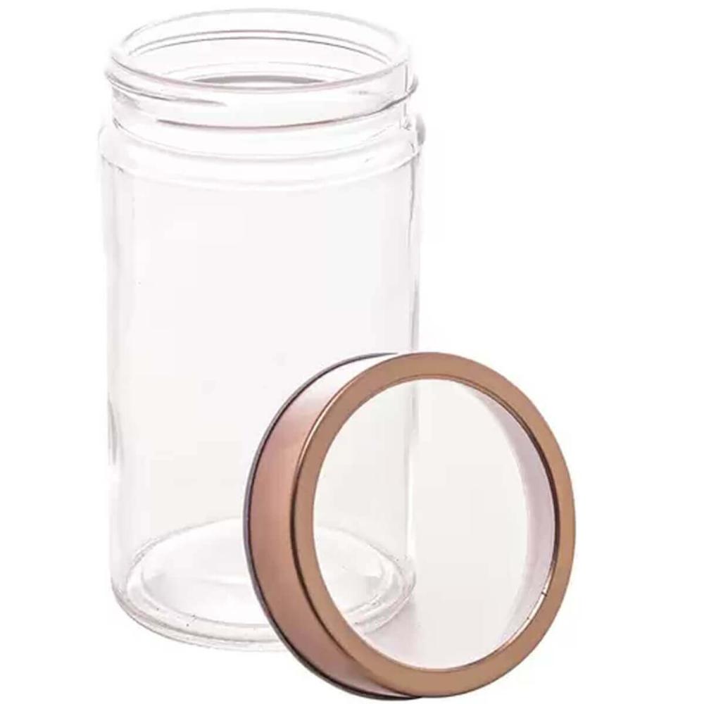 Kit 4 Potes de Vidro Lyor 500ml com Tampa de Acrílico Rosé G