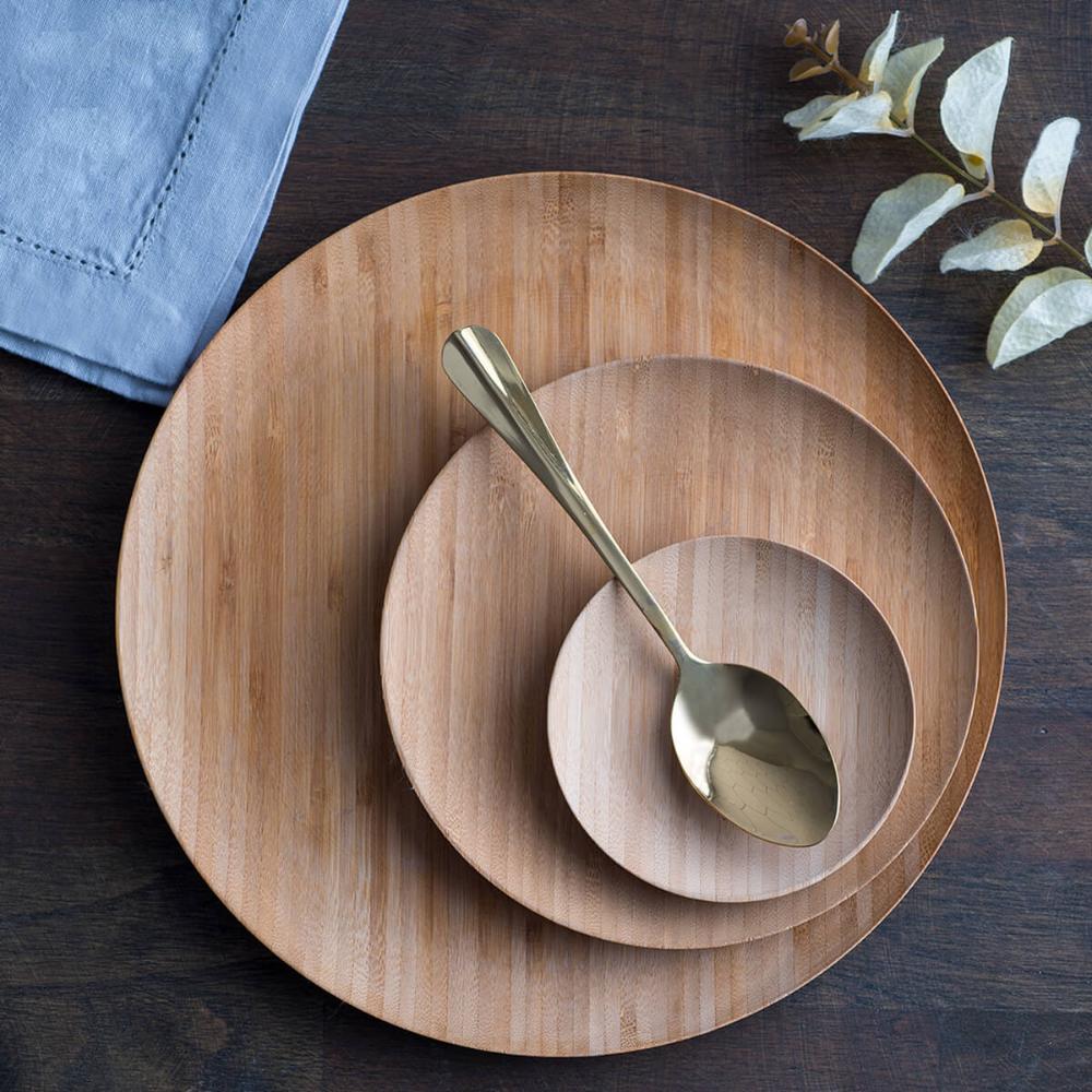 Kit 4 Pratos de Sobremesa Petisqueiras Bambu Verona Lyor 18cm Recipientes Pequenos Rasos