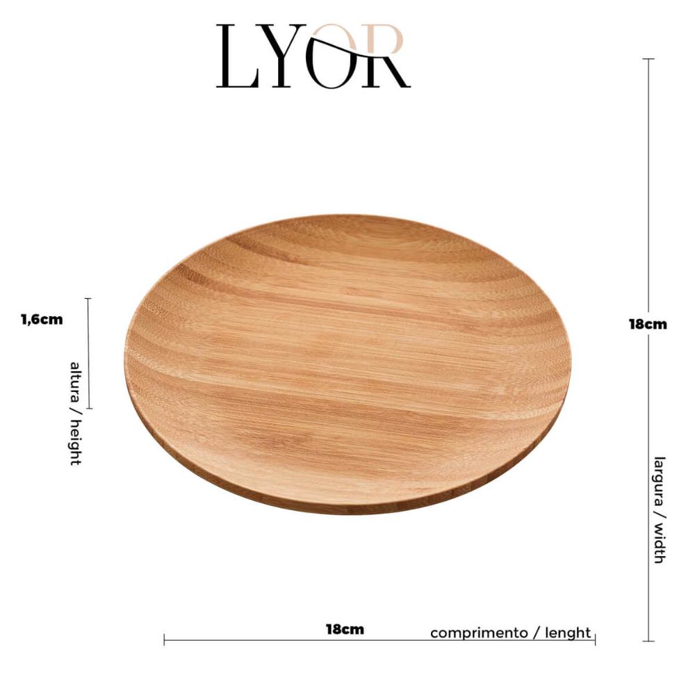 Kit 4 Pratos de Sobremesa Petisqueiras Bambu Verona Lyor 18cm Recipientes Pequenos Rasos
