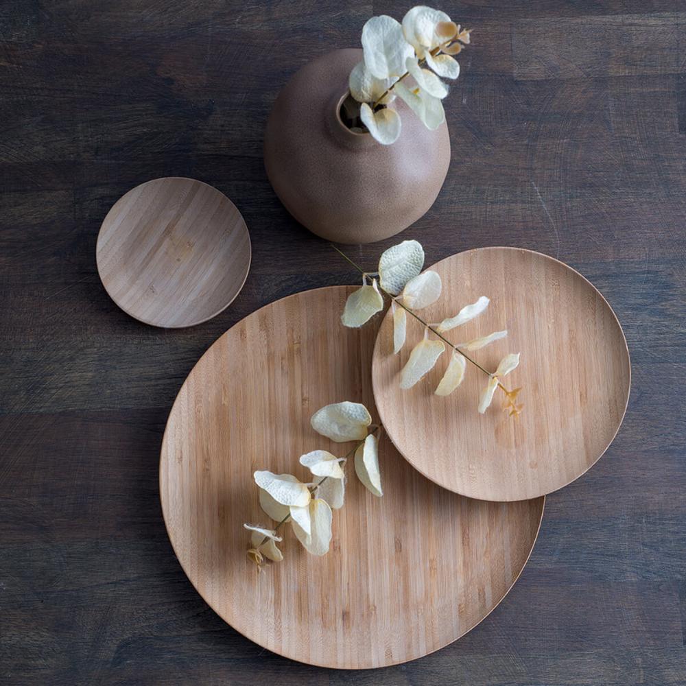 Kit 4 Pratos de Sobremesa Petisqueiras Bambu Verona Lyor 18cm Recipientes Pequenos Rasos