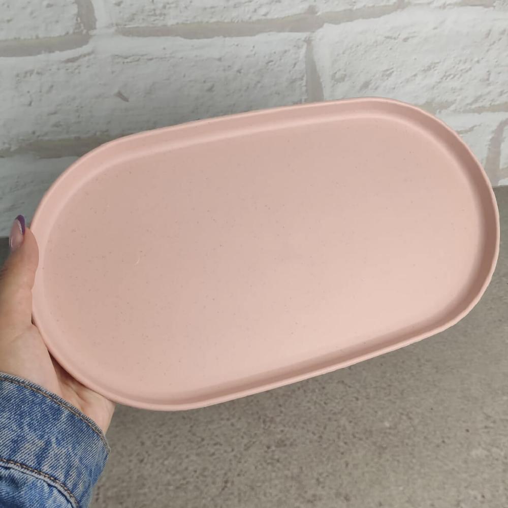 Kit 4 Travessas Oval Bambu Plástico 30x17cm Prato Bandeja Servir Petisco Lines Lyor