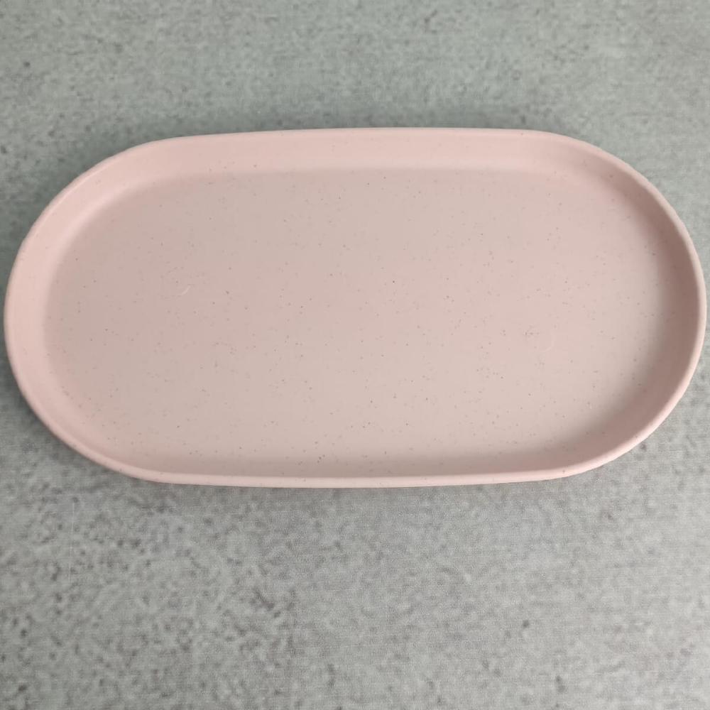 Kit 4 Travessas Oval Bambu Plástico 30x17cm Prato Bandeja Servir Petisco Lines Lyor