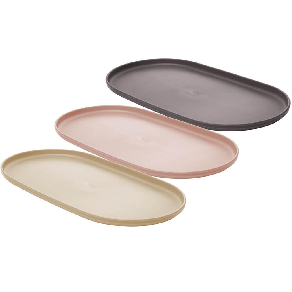 Kit 4 Travessas Oval Bambu Plástico 30x17cm Prato Bandeja Servir Petisco Lines Lyor