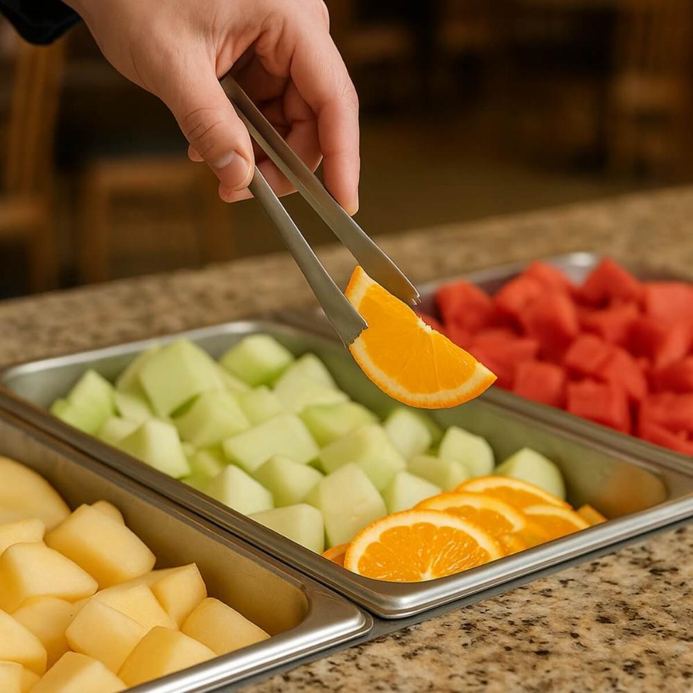 Kit 5 Pegadores Inox 14cm Mini para Buffets Bar Bebidas Lyor Servir Frutas Frios Aperitivos