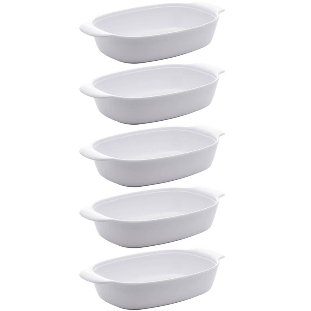 Kit 5 Travessas para Servir de Melamina Branca 23cm com Alça