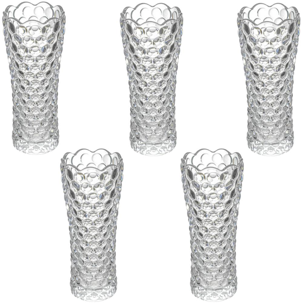 Kit 5 Vasos Bubble de Vidro Lyor 7x17cm para Flores Planta D