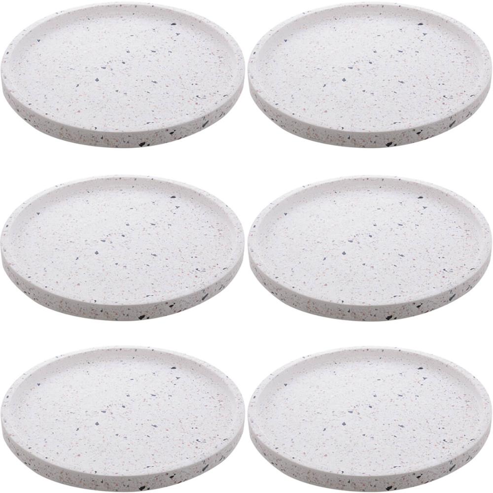Kit 6 Bandejas 30cm Mármore Terrazzo Redondas Lyor Decorar Servir Restaurante