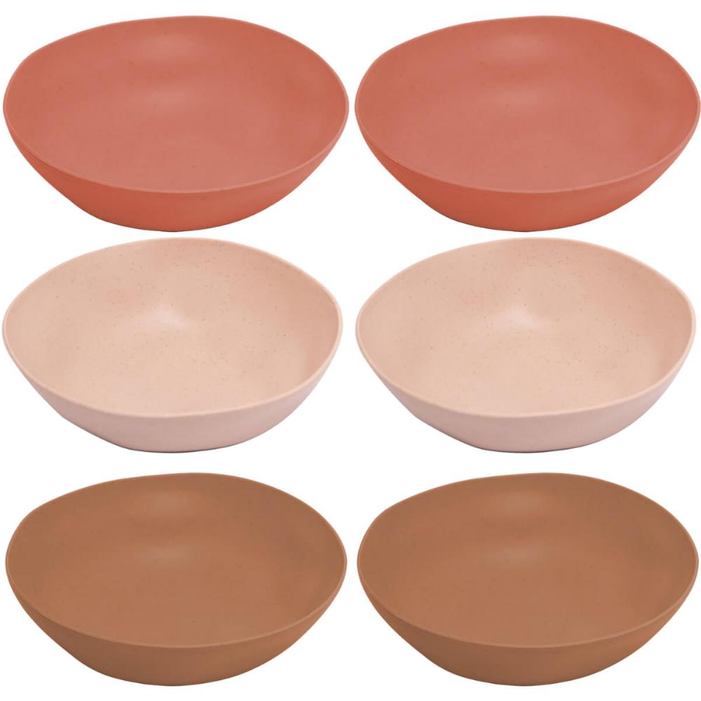 Kit 6 Bowls Bambu 13x4cm Tigela Orgânica Lyor Sortido Cumbucas Sobremesa Petiscos Frutas
