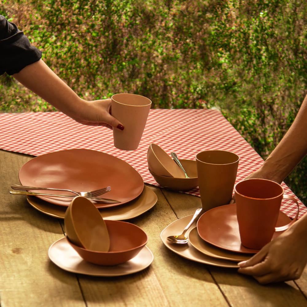 Kit 6 Bowls Bambu 13x4cm Tigela Orgânica Lyor Sortido Cumbucas Sobremesa Petiscos Frutas