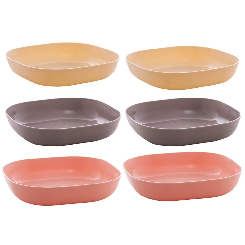 Kit 6 Bowls Lyor Quadrados Bambu Sortido Tigela 14,5x3cm Frutas Petiscos Sobremesas