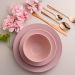 Kit 6 Bowls de Cerâmica Cumbuca 680ml Lyor 14,5x8,5cm Tigela Sopa Sobremesa Salada Rosa