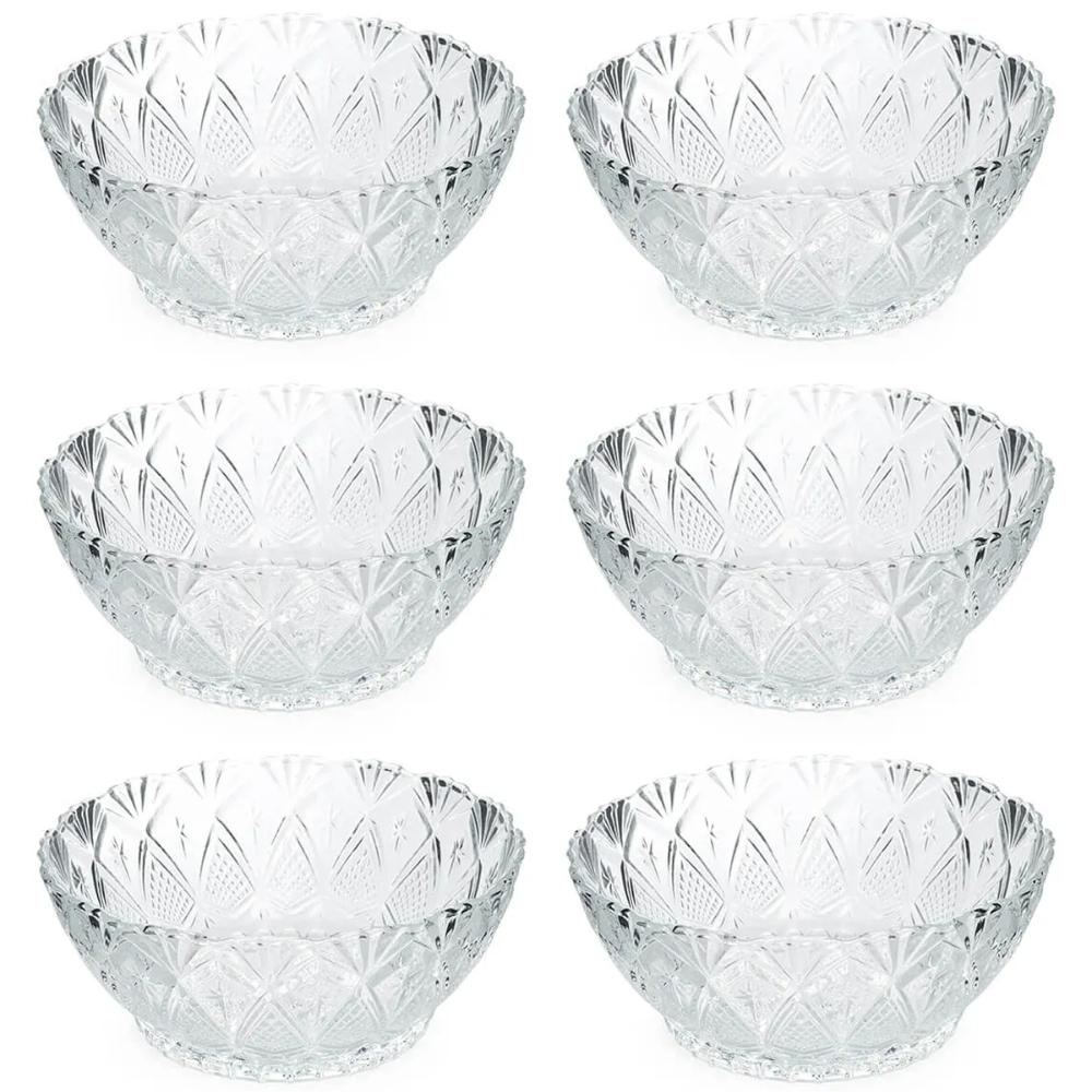 Kit 6 Bowls de Vidro Tigelas 350ml Potes para Sobremesa King Lyor Transparente