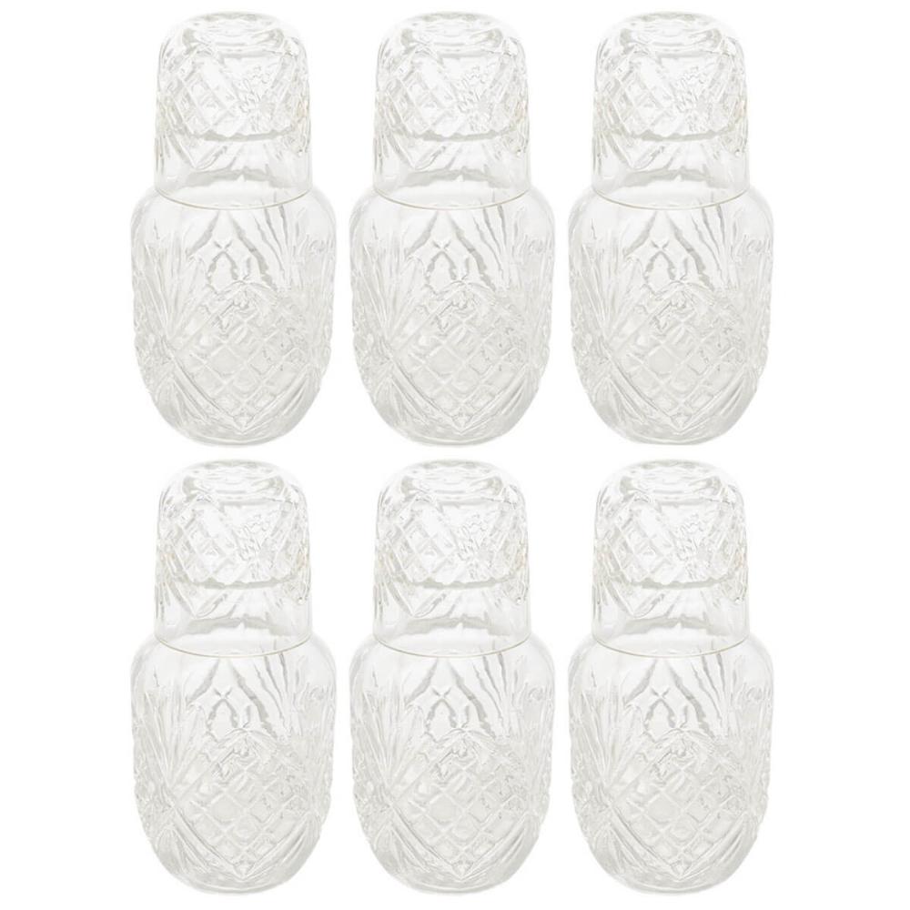 Kit 6 Moringas Garrafas de Vidro 500ml Lyor Água Suco Drinks Whisky com Tampa Copo