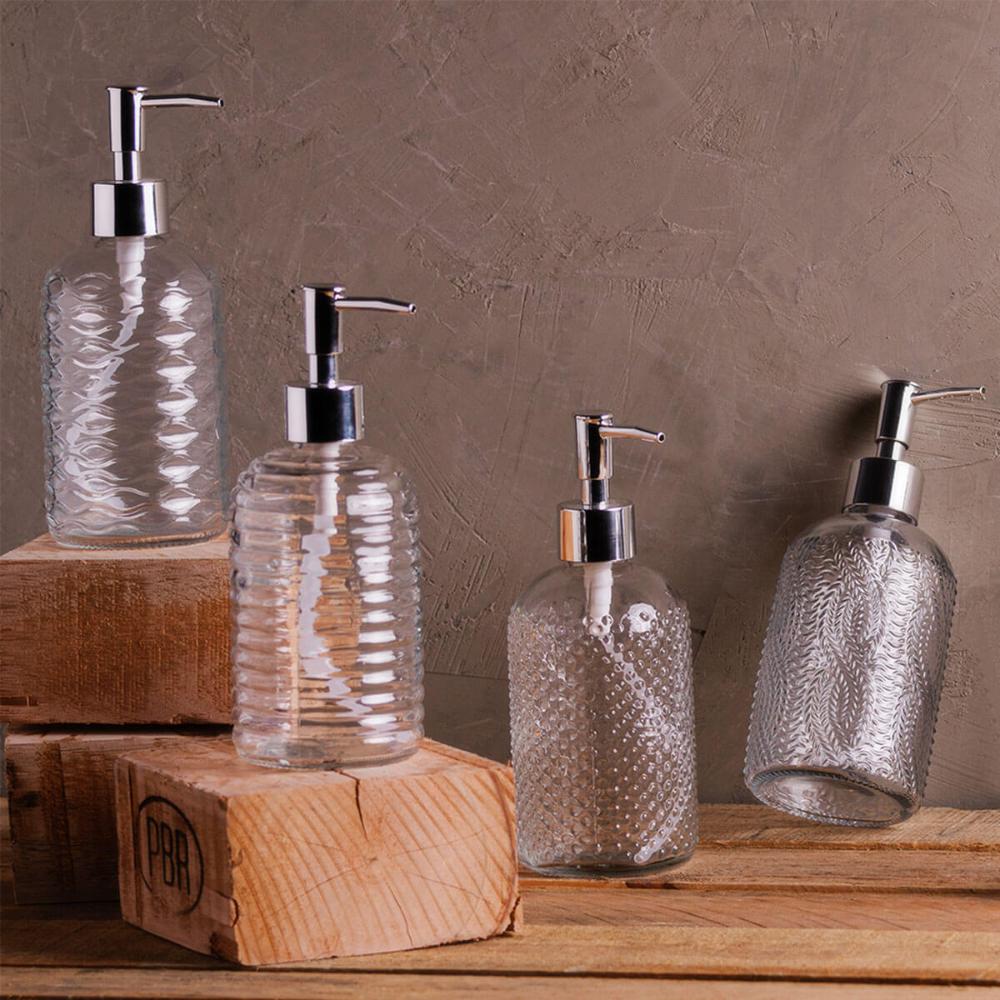 Kit 6 Porta Sabonetes Líquido de Vidro 380ml Porta Sabão Sortido Lyor Banheiro
