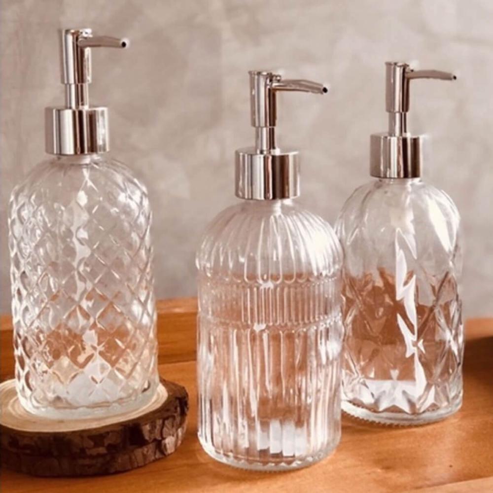 Kit 6 Porta Sabonetes Líquido de Vidro 380ml Porta Sabão Sortido Lyor Banheiro